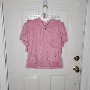 Juicy Couture pink towel terry short set women's size Large